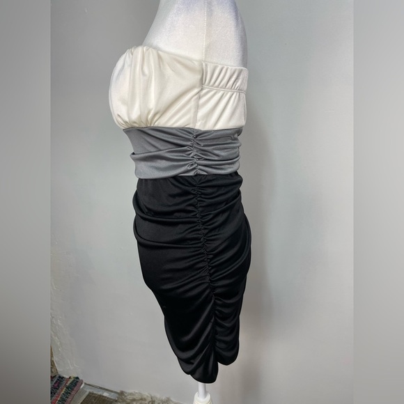 Speechless black white gray strapless ruched night out dress women’s size L - Picture 5 of 15